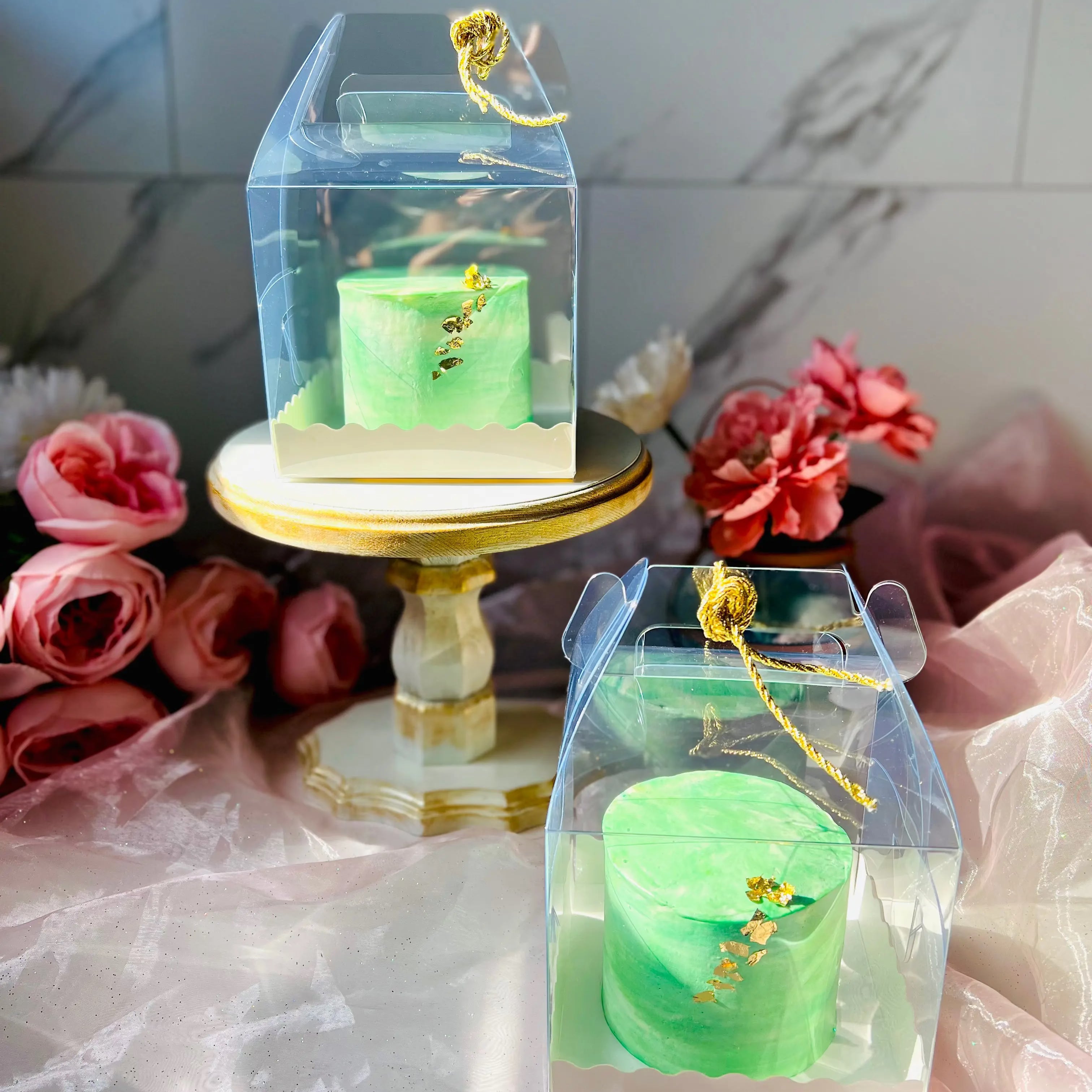 Clear Cake Desserts Boxes with Handle