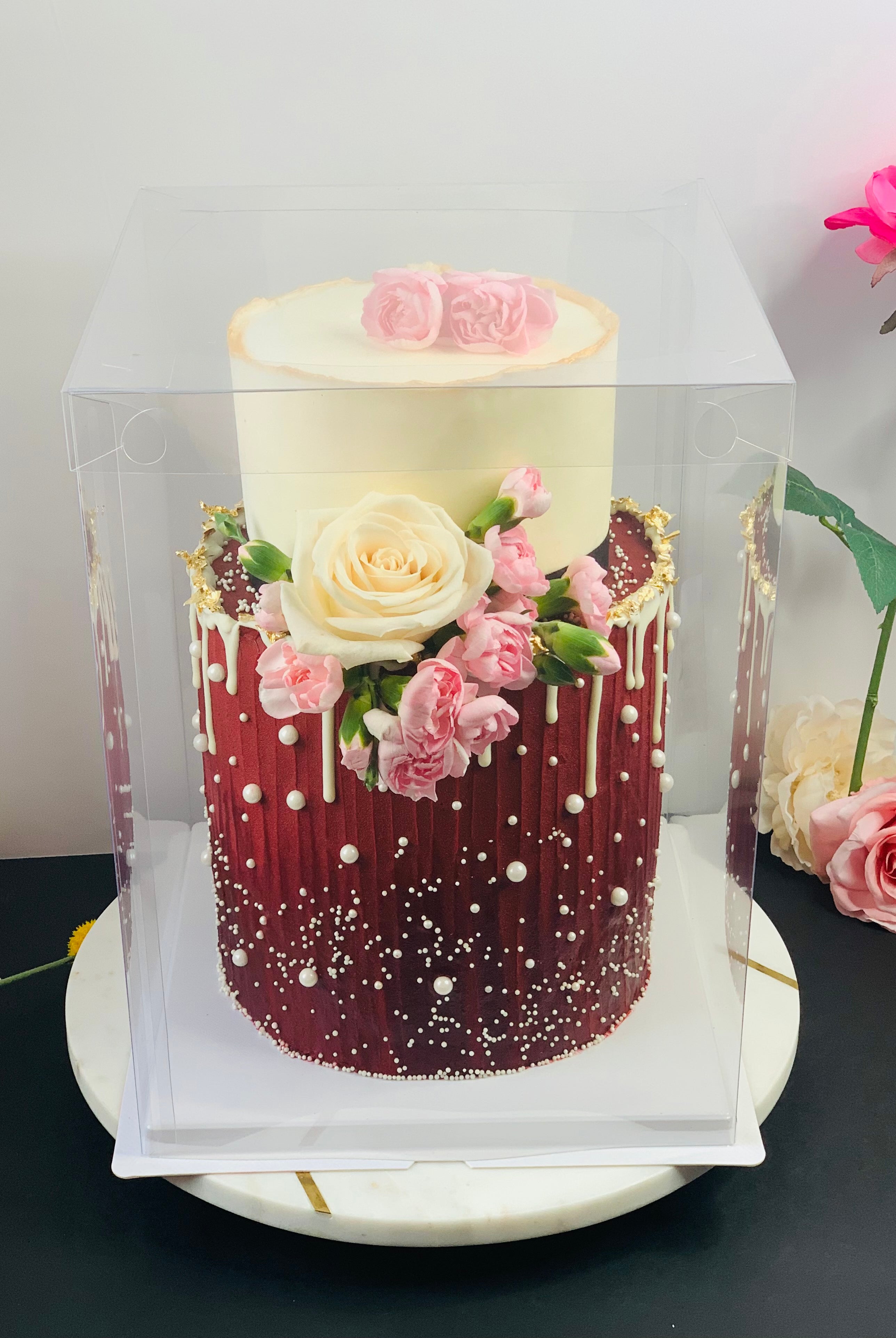 10"L x 10"W x 12"H Extra Tall Clear Square Cake Box