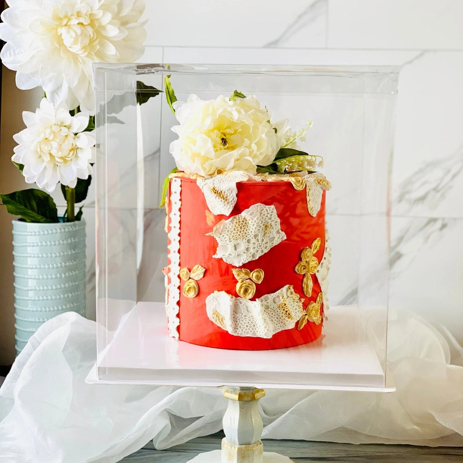 Large Tall Clear Cake Box - 13"L x 13"W x 14"H Square - Square Cake box