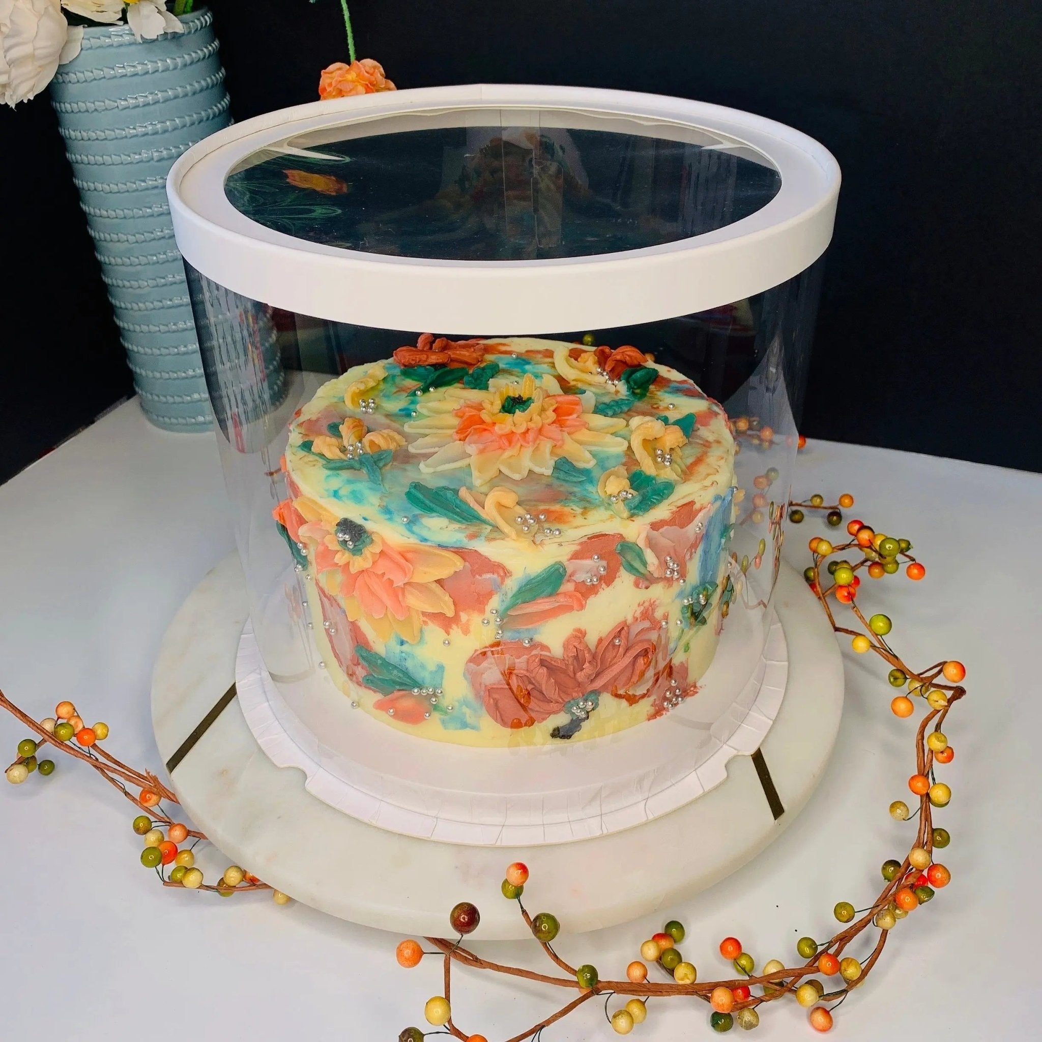 Round Clear Cake Box - 10" D by 9.5" Tall - Clear Cake Boxes with Window - Clear Gift Box - Round cake box