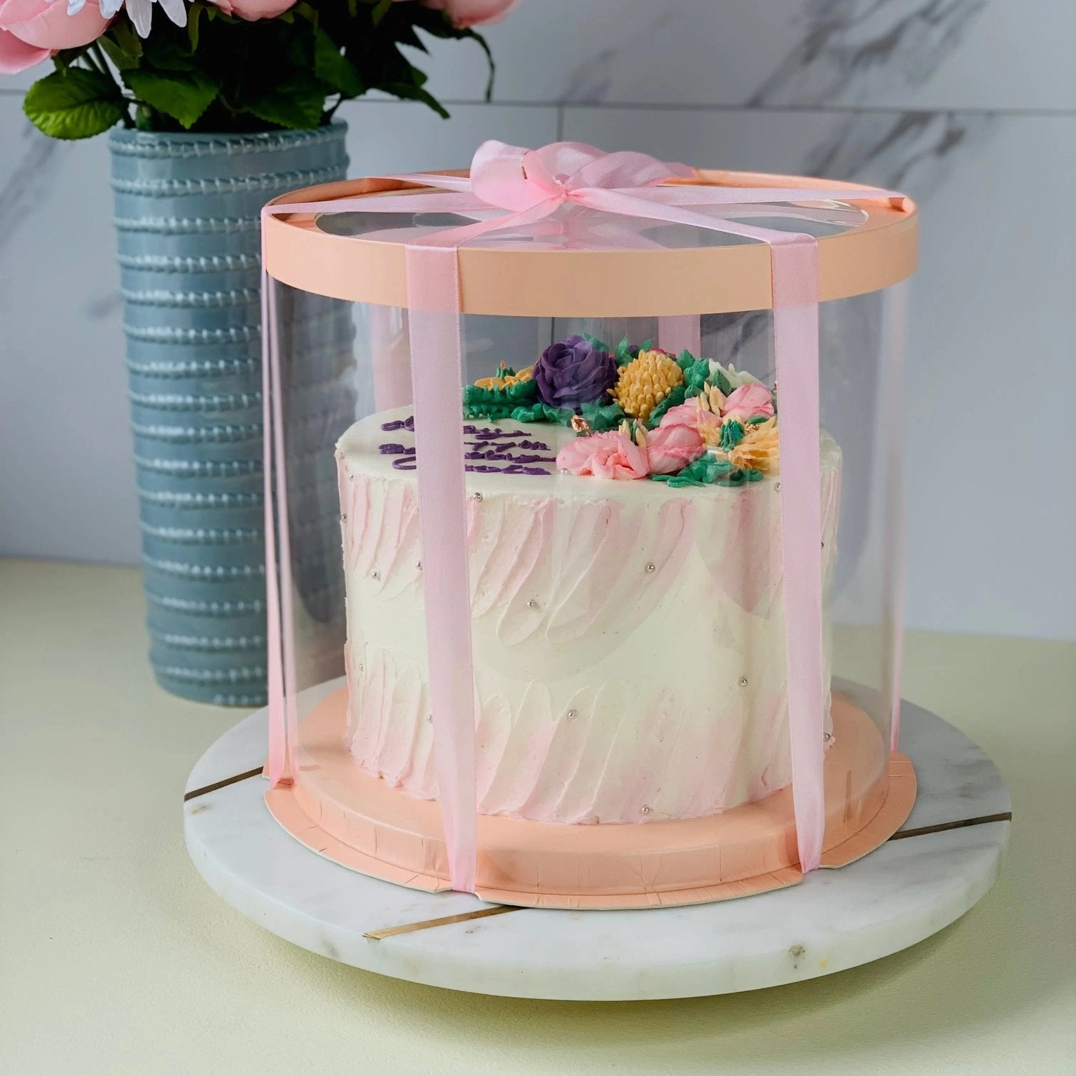Round Clear Cake Box - 10" D by 9.5" Tall - Clear Cake Boxes with Window - Clear Gift Box - Round cake box