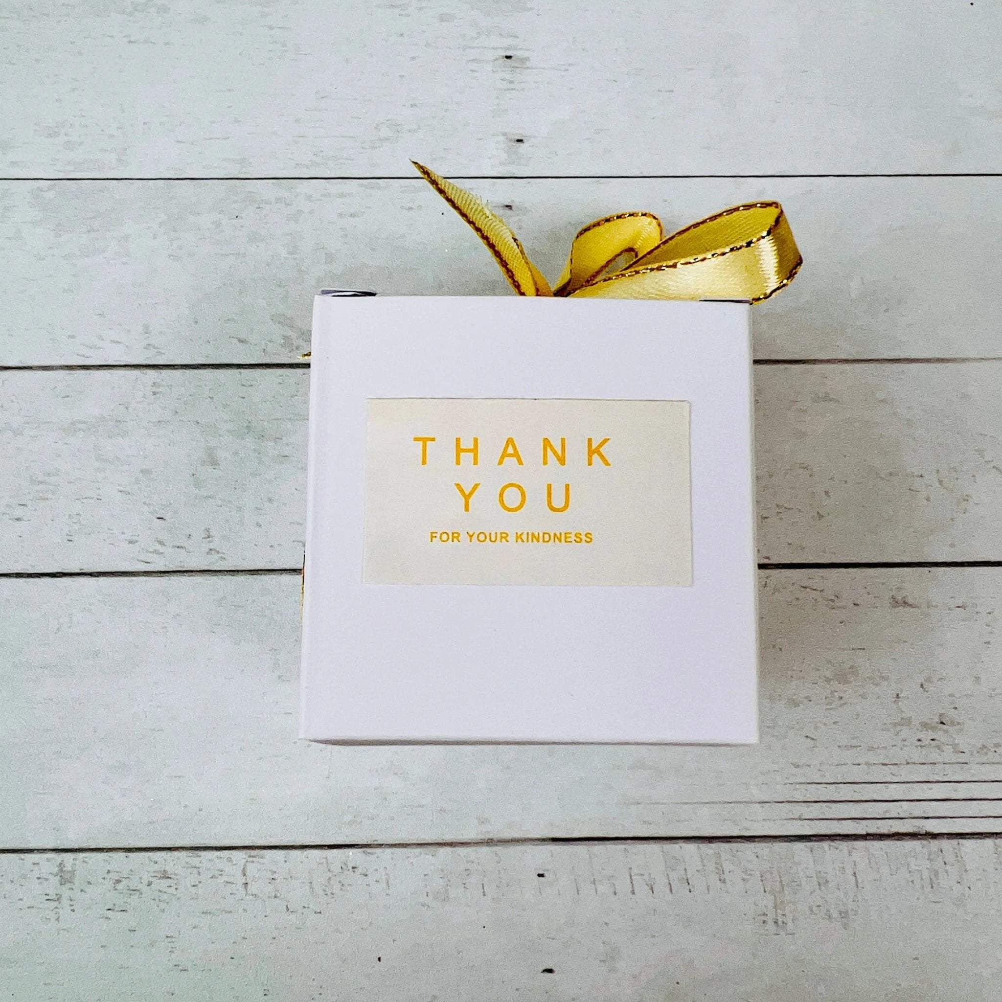 Small Square White Wedding Favor Boxes With Ribbon and Thank You Stickers 50 Pcs - Gift Boxes & Tins