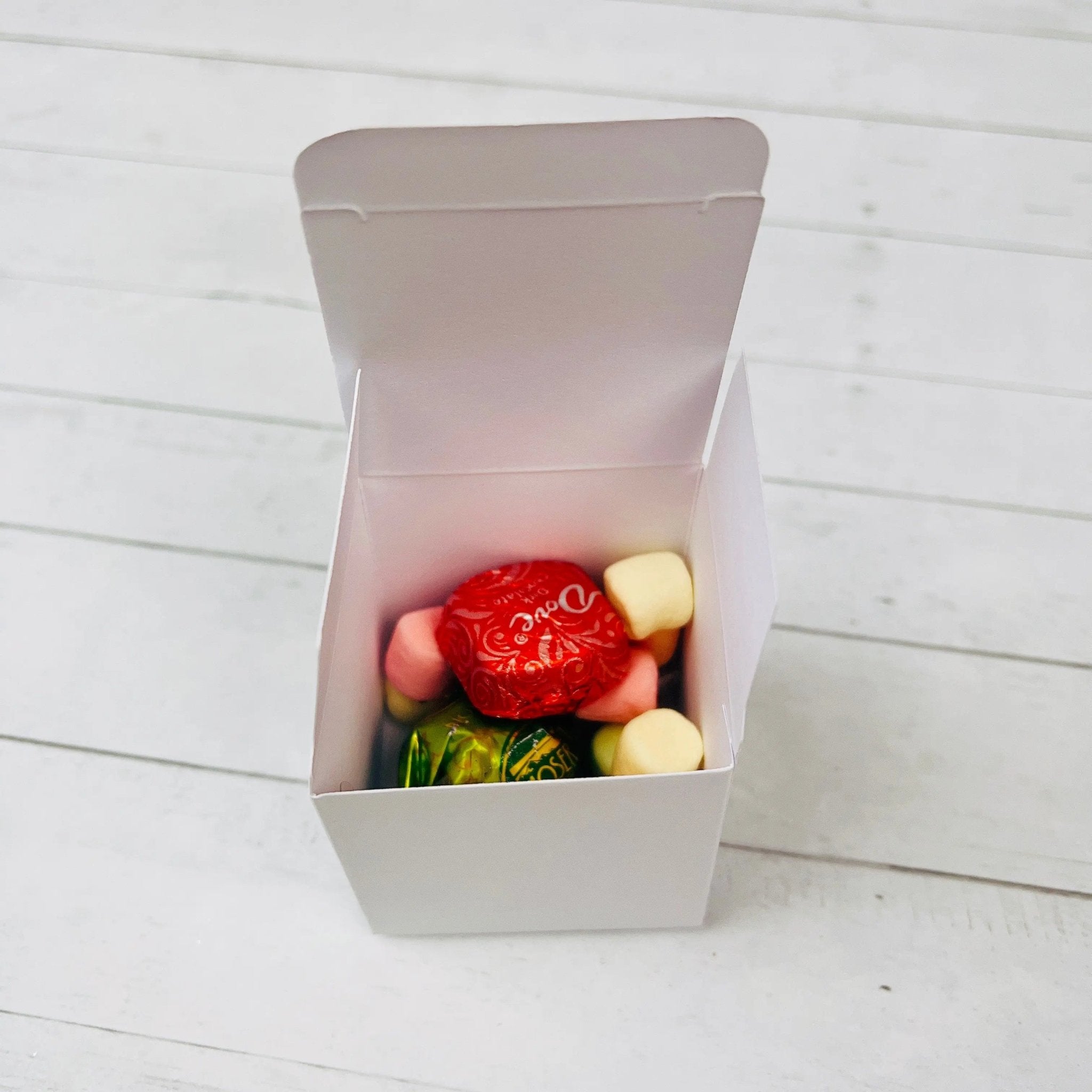 Small Square White Wedding Favor Boxes With Ribbon and Thank You Stickers 50 Pcs - Gift Boxes & Tins