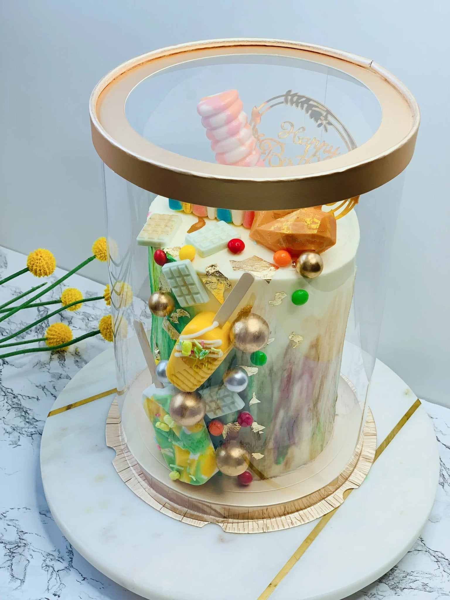 Tall Clear Cake Box 8.5" D x 11.75" H - Transparent Cake Boxes with Window - RB851175 Round cake box