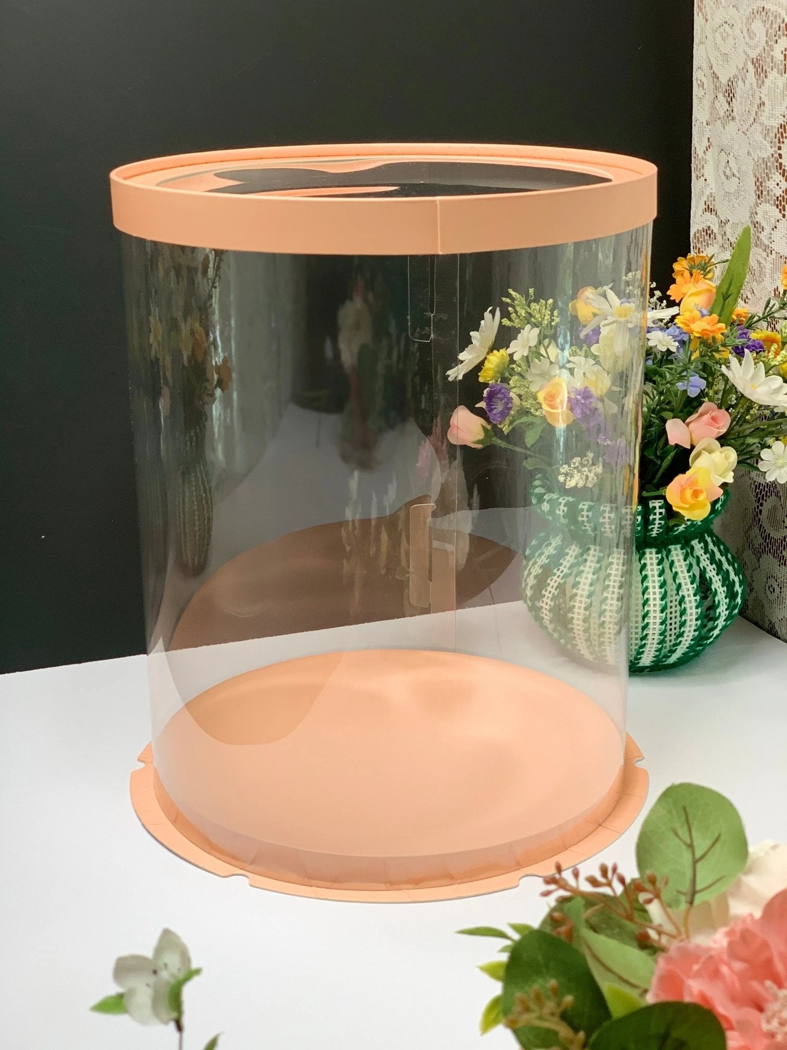 Tall Clear Cake Box 8.5" D x 11.75" H - Transparent Cake Boxes with Window - RB851175 Round cake box