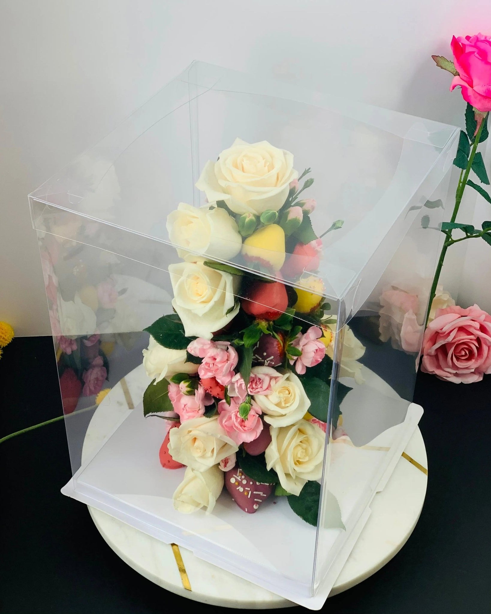 Tall Clear Cake Box Square 10"L x 10"W x 12"H - Extra Tall Clear Cake Boxes - Square Cake box