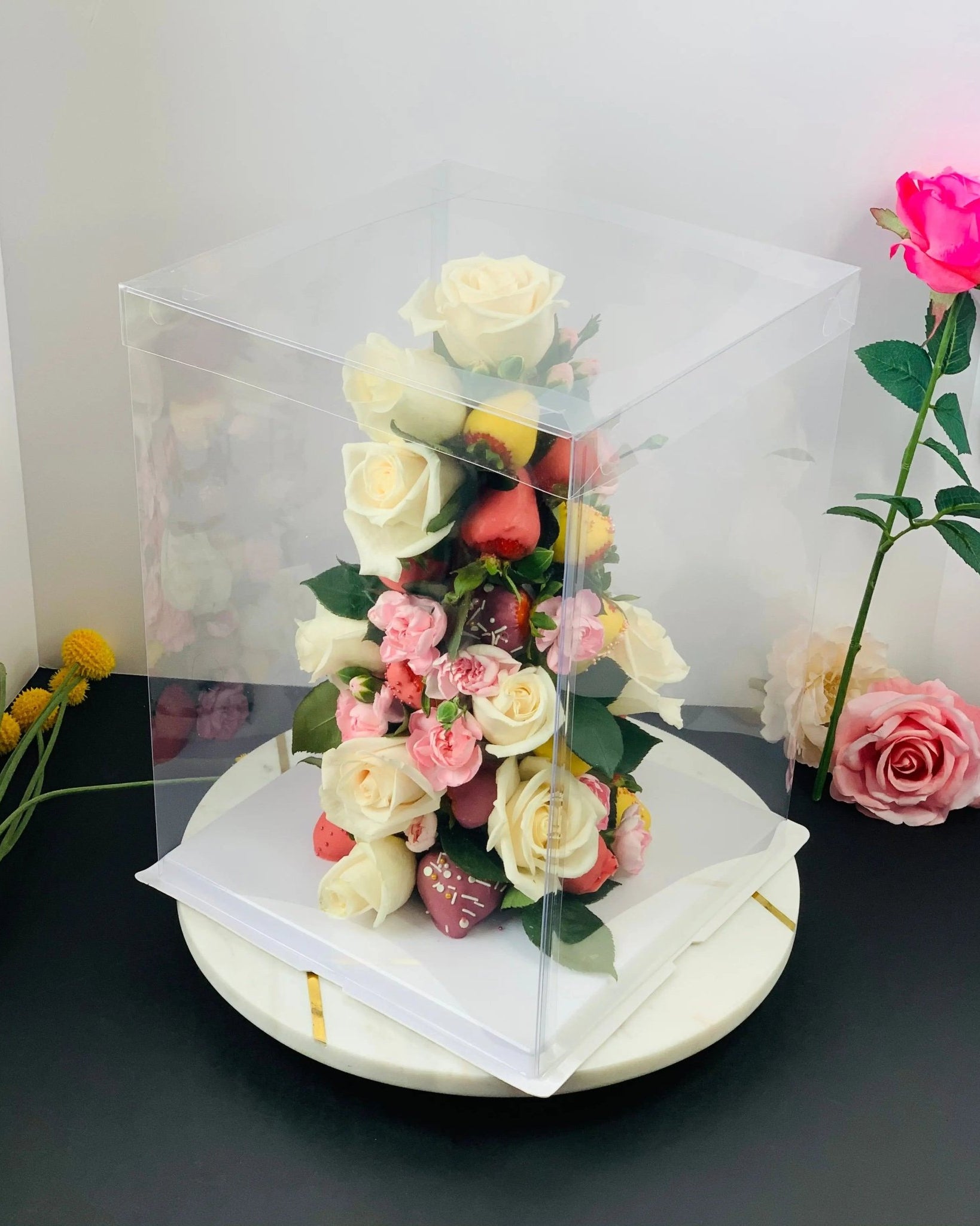 Tall Clear Cake Box Square 10"L x 10"W x 12"H - Extra Tall Clear Cake Boxes - Sweet Degrees Kitchen