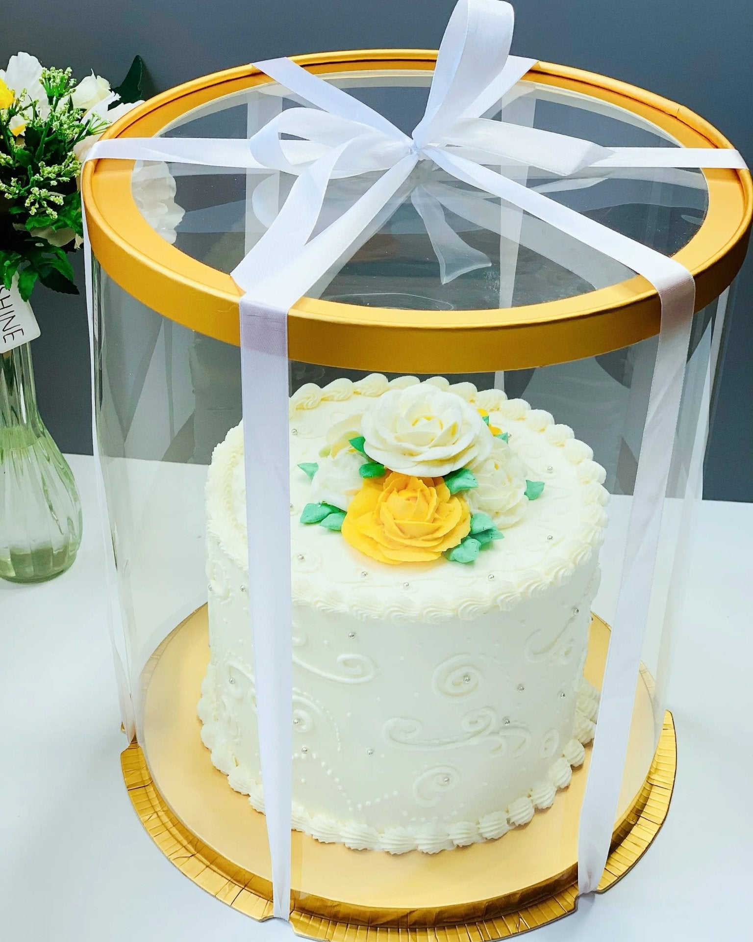 Tall Clear Round Cake Box - 10" D by 12.5" H - Clear Cake Boxes With Window - RW10125Sweet Degrees Kitchen