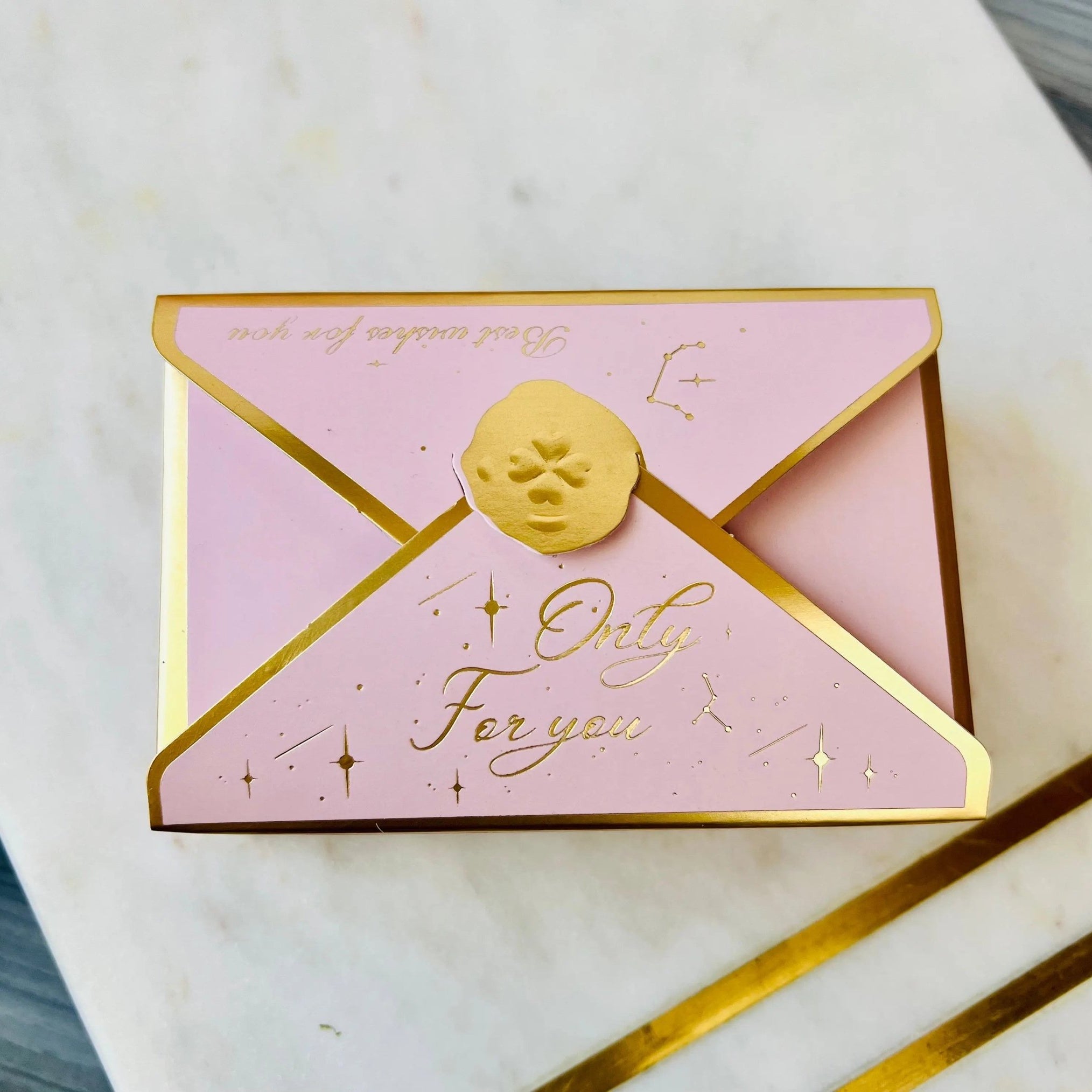Vintage Wax Seal Envelope Wedding Favor Boxes - 50 Pack Gold Accent Party Favor Boxes for Bridal Shower & Events - Gift Boxes & Tins