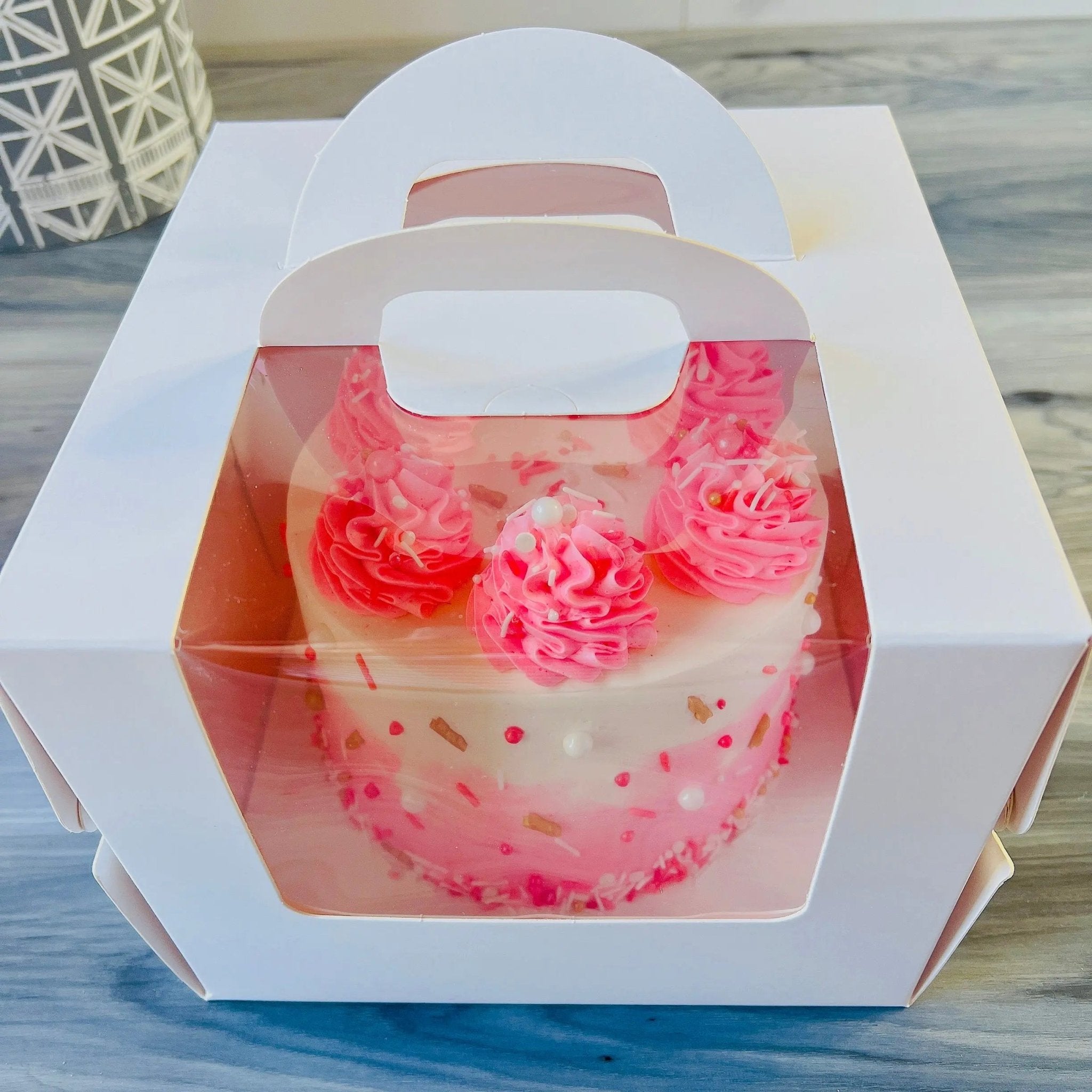 White Square Cake Box with Window - Cake Boards Included - P8675 Square Cake box