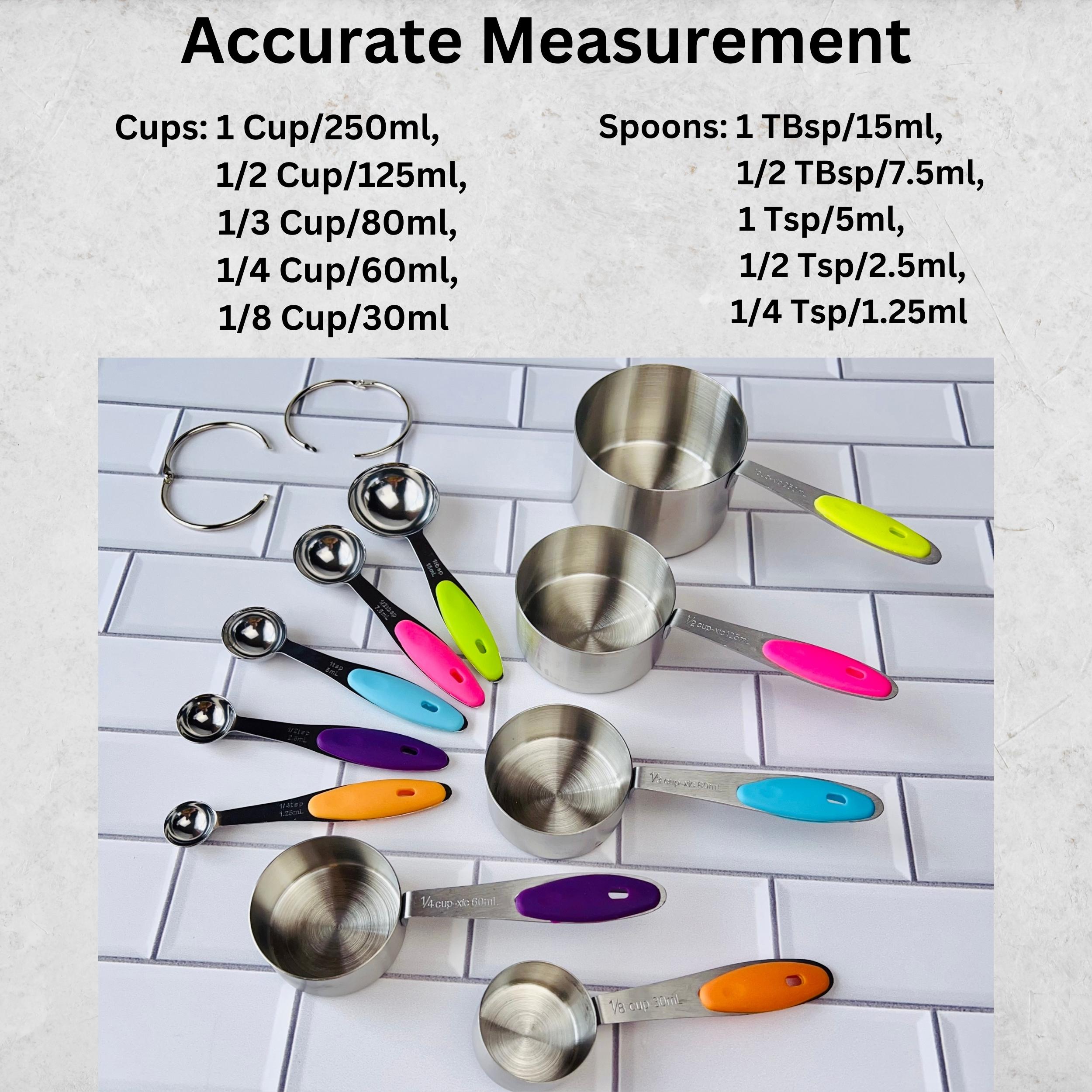 Stainless steel measuring cups and spoons set