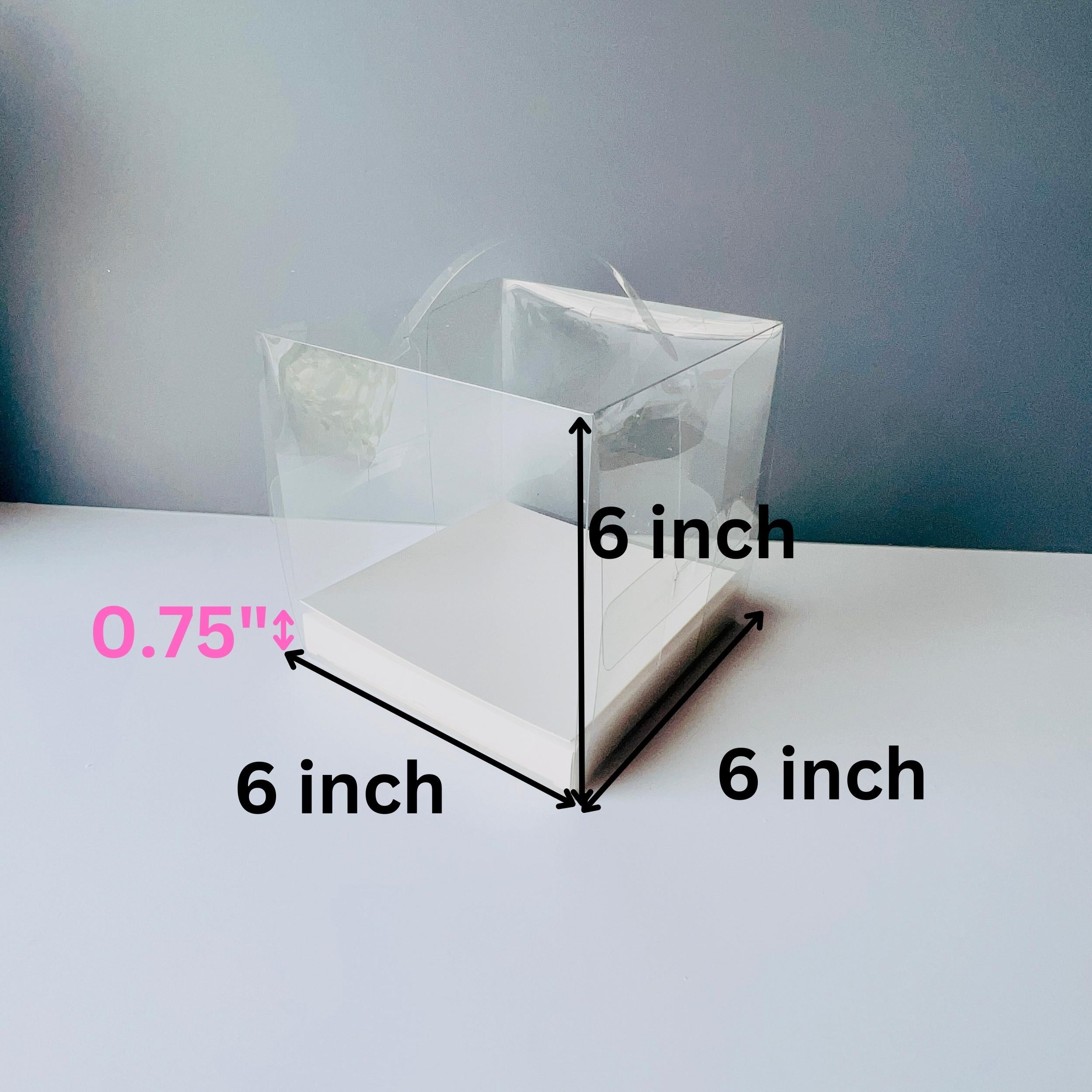 6 inch square clear small cake box