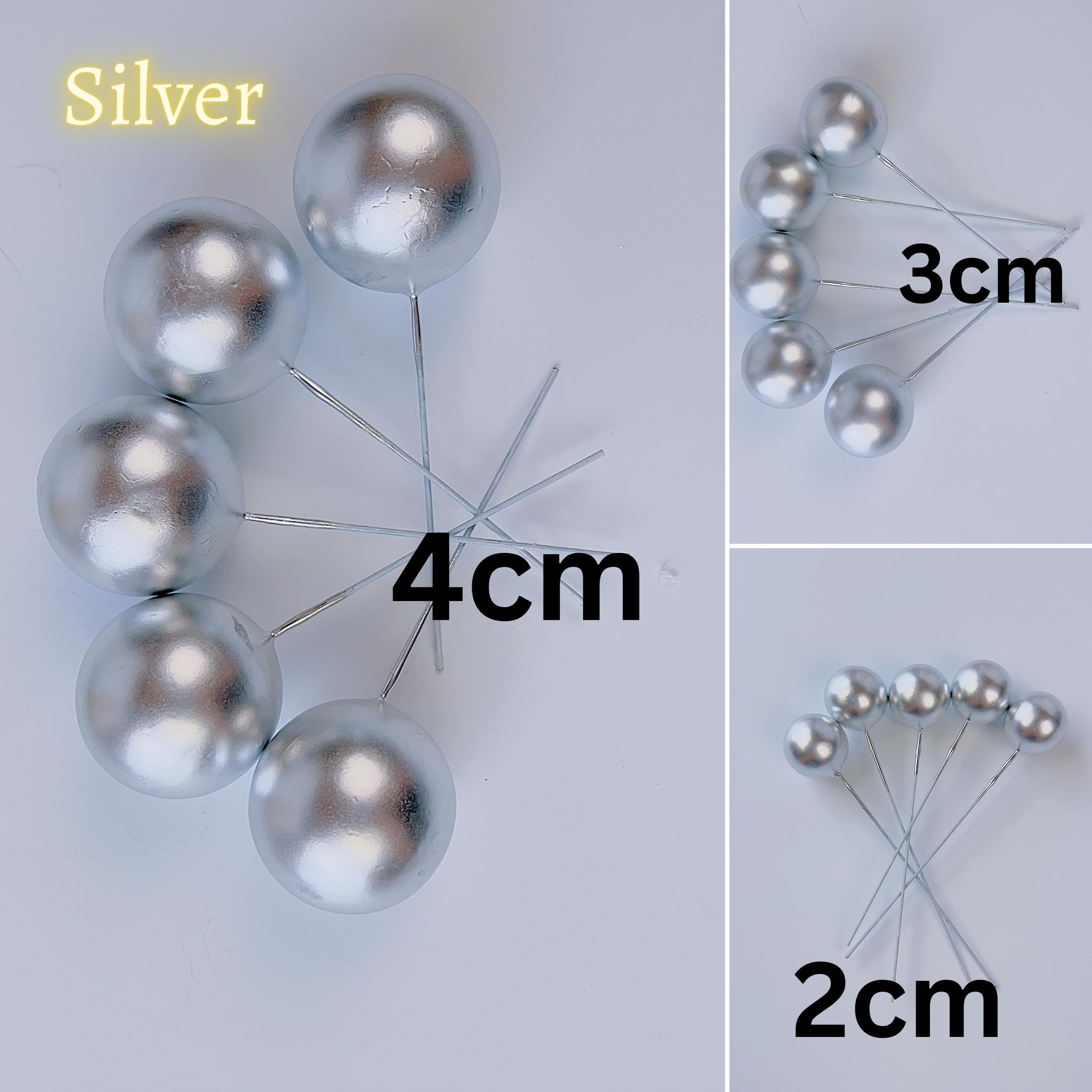 Silver Mini ball cake topper