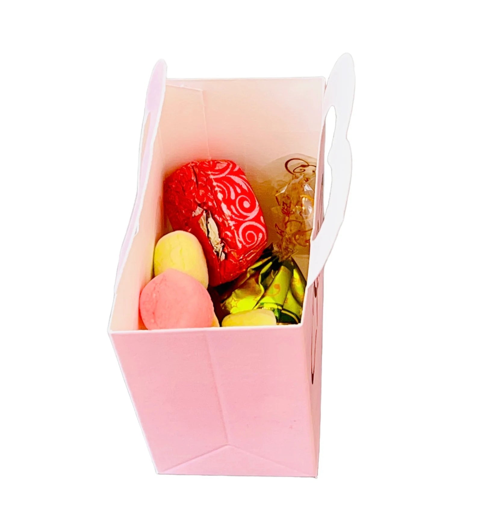 50 PCs Pink Double Hearts Favor Boxes With Tags - 