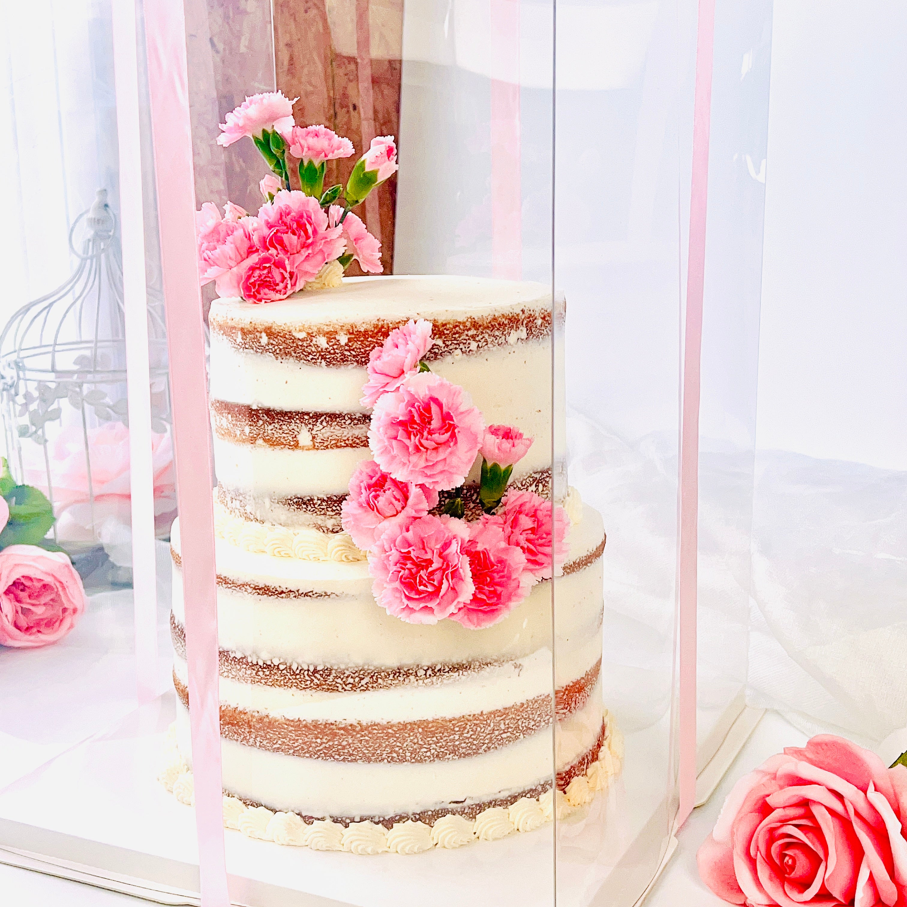 4 Tier Extra Tall Clear Cake Box - 13"L x 13"W x 19.5"H