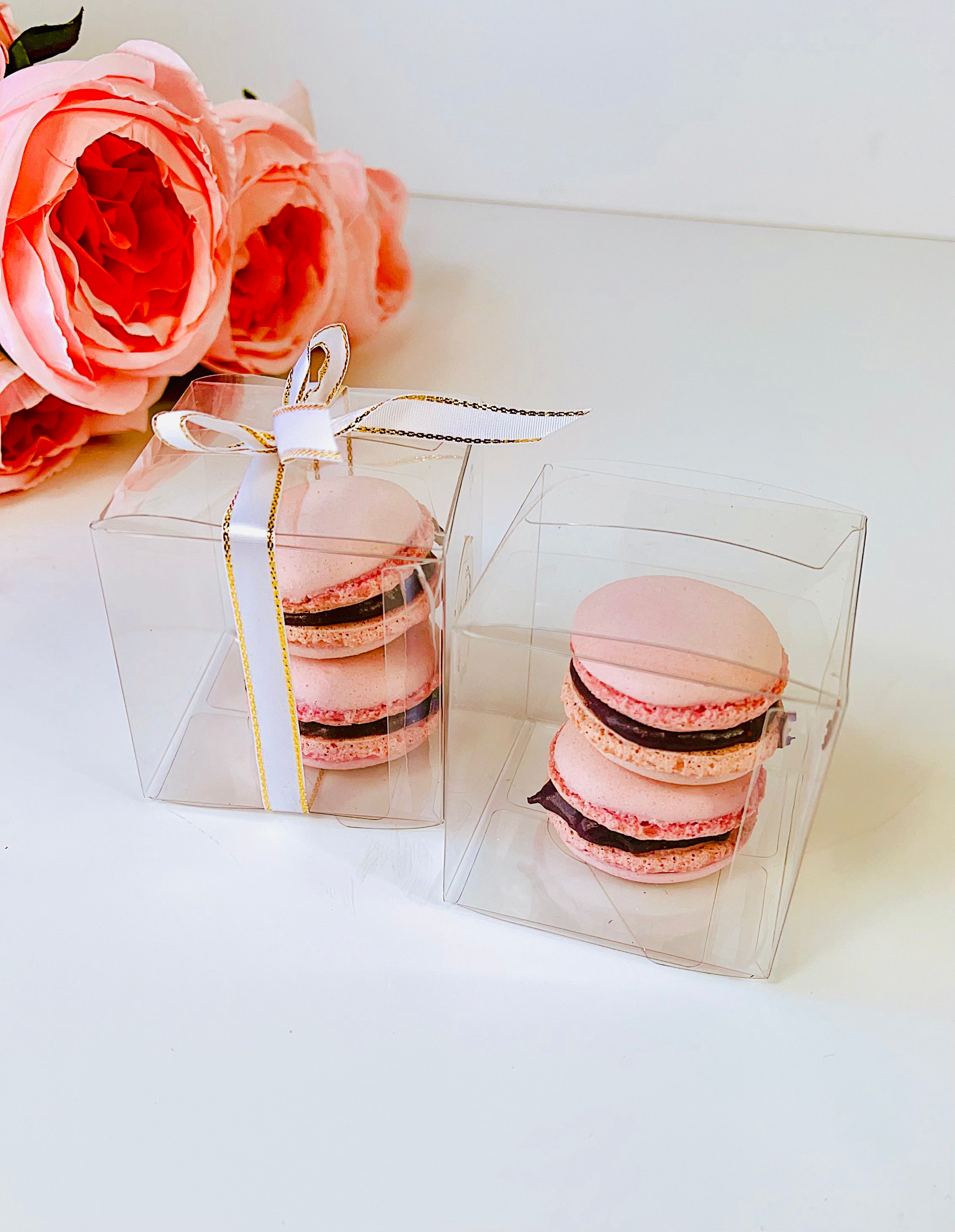 Small Square Clear Macaron Wedding Favor Boxes