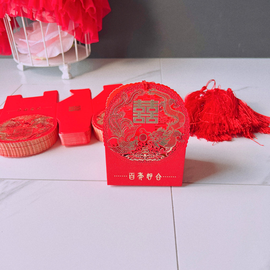 Chinese Red Wedding Favor Boxes with Tassel