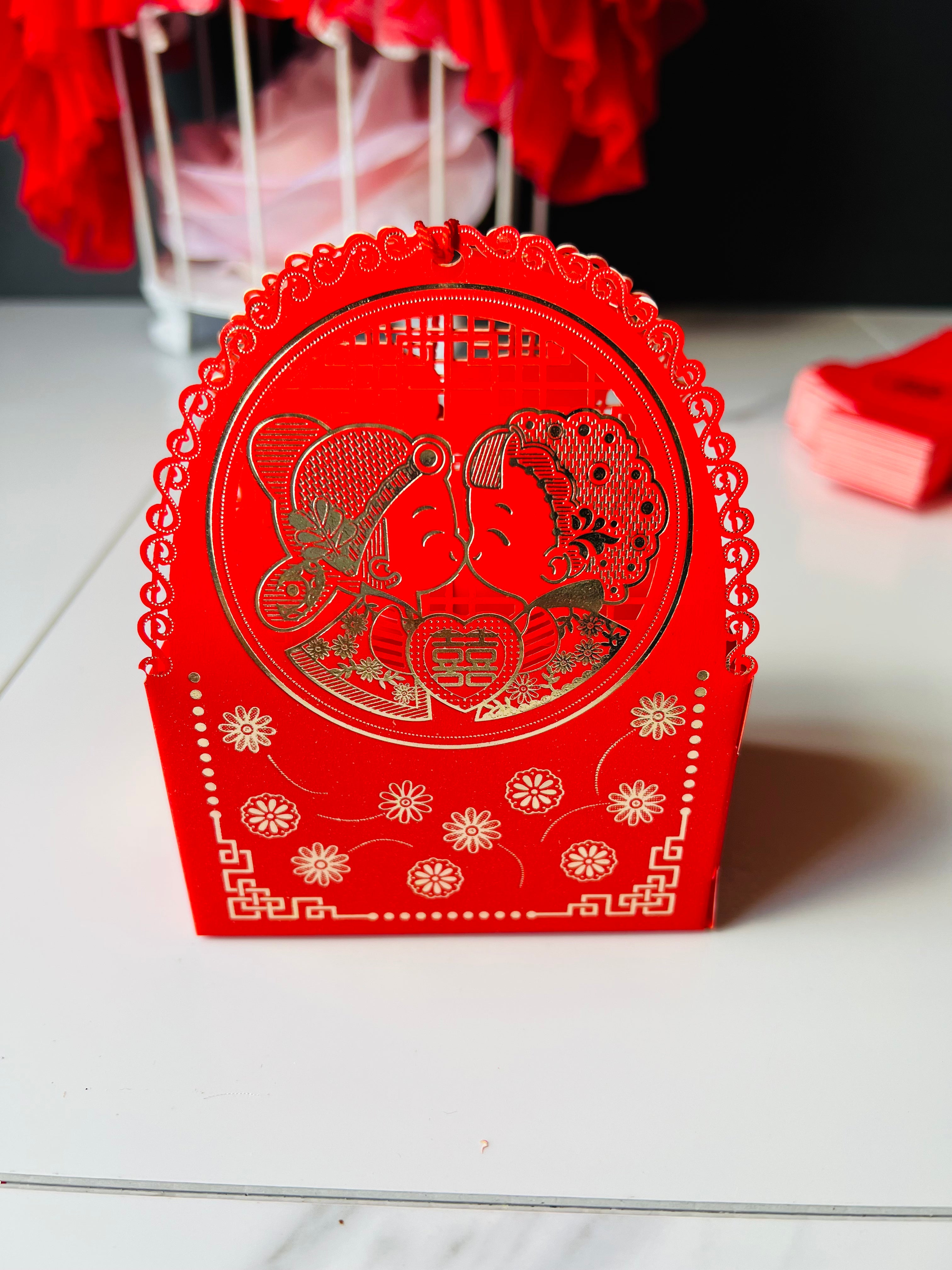 Chinese Red Wedding Favor Boxes with Tassel