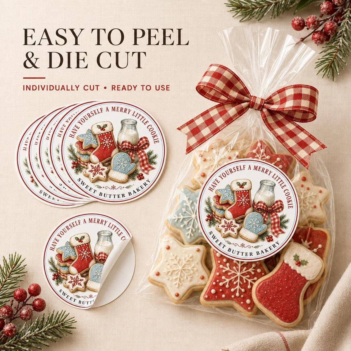 Personalized Christmas Baking Stickers, From the Kitchen of Labels, Holiday Baked Goods Packaging Labels, Custom Bakery Stickers