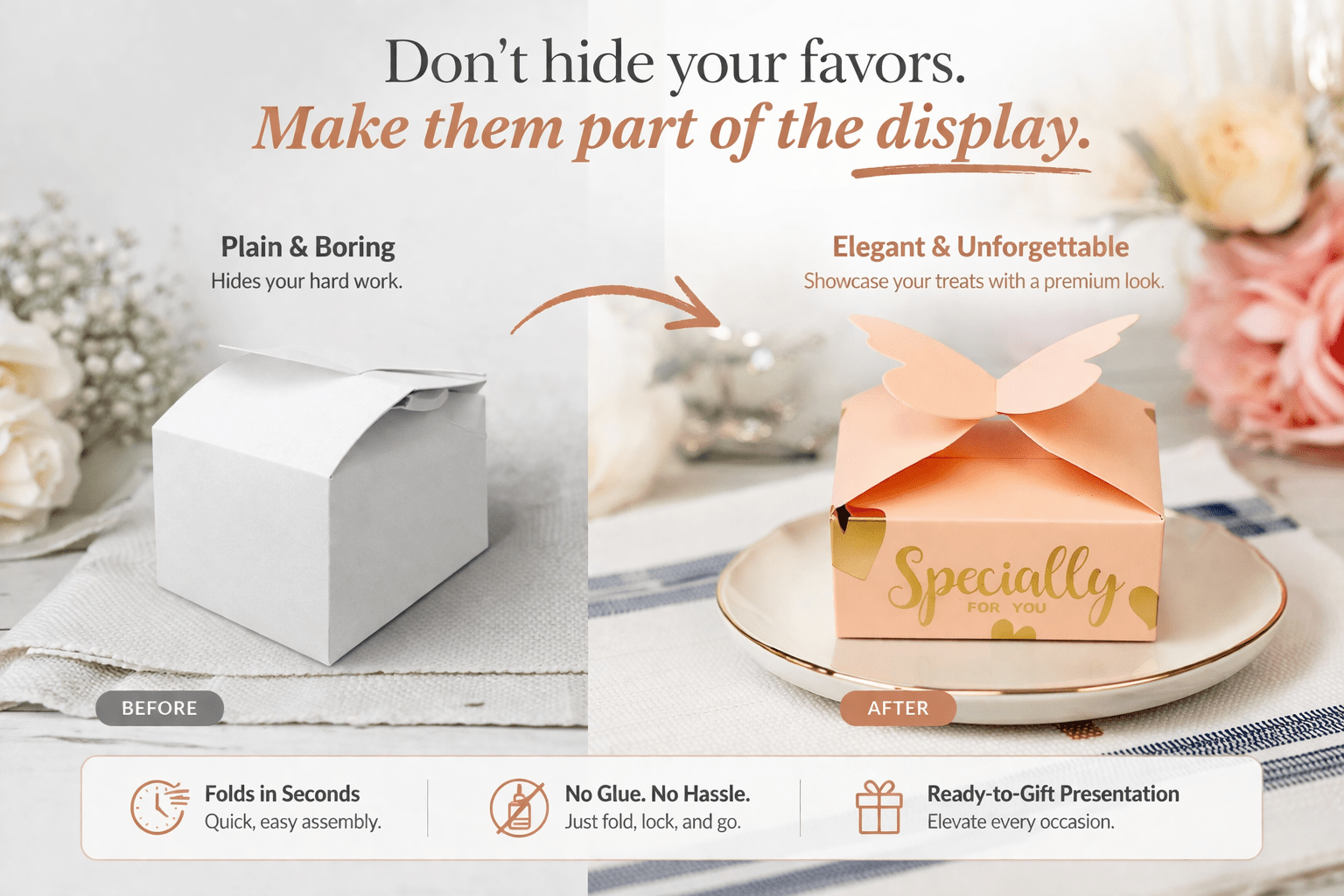 Butterfly Wedding Favor Boxes 50 Pack - variant_product_type
