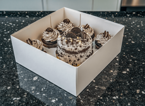 Cake and Cupcake Bento Box with Clear Lid - 1 Cake & 5 Cupcakes - cakecupake5 Cupcake boxes