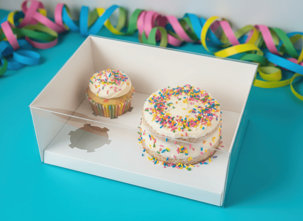 Cake and Cupcake Bento Boxes with Clear Lid - 1 Cake & 2 Cupcakes -  Cupcake boxes