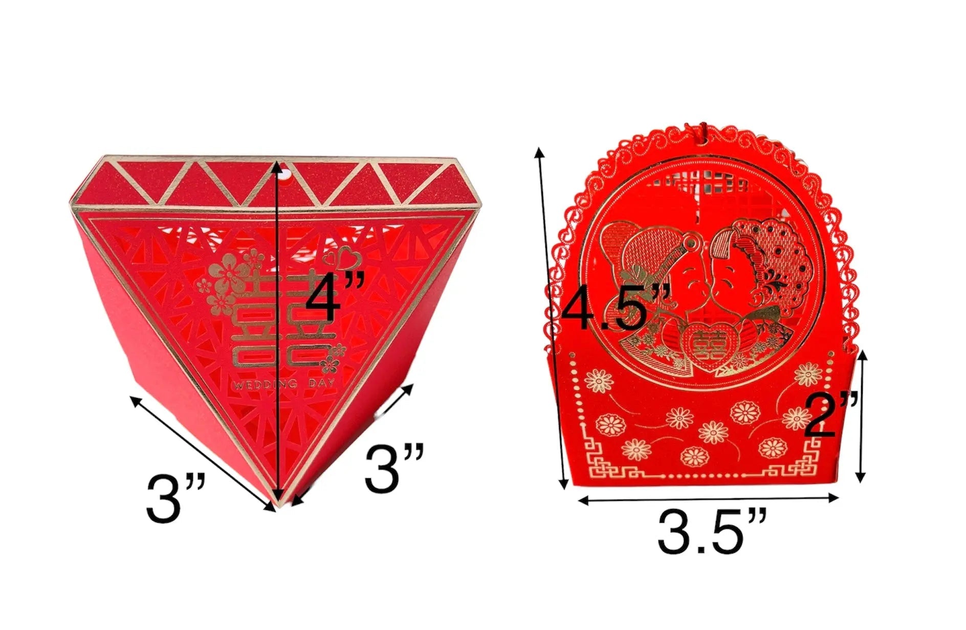 Chinese Red Wedding Favor Boxes with Tassel 50 Pcs - Dragon and Phoenix Gift Boxes & Tins