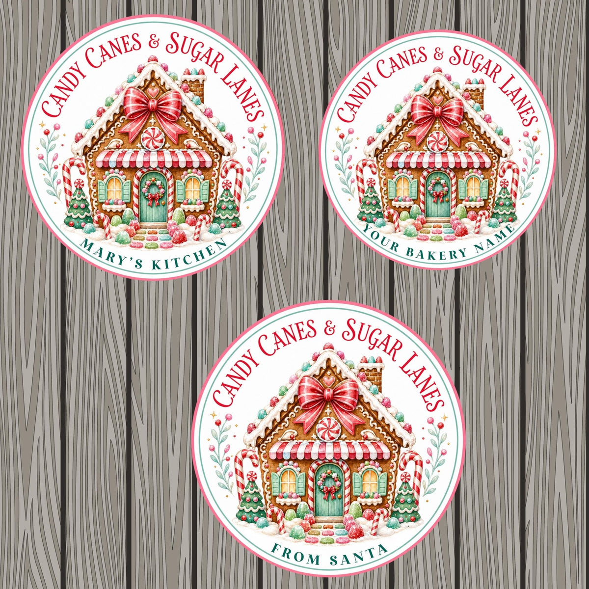 Personalized Christmas Bakery Labels, Round Holiday Treat Packaging Stickers, Custom Cookie Box Seals, Matte or Glossy