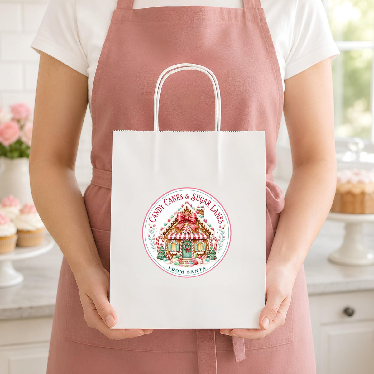 Personalized Christmas Bakery Labels, Round Holiday Treat Packaging Stickers, Custom Cookie Box Seals, Matte or Glossy