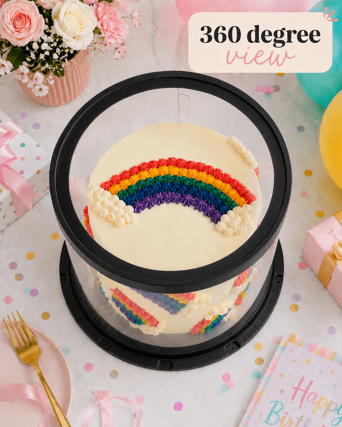 Clear Round Cake Box 10 x 9.5 for Decorated Cakes & Events - variant_product_type