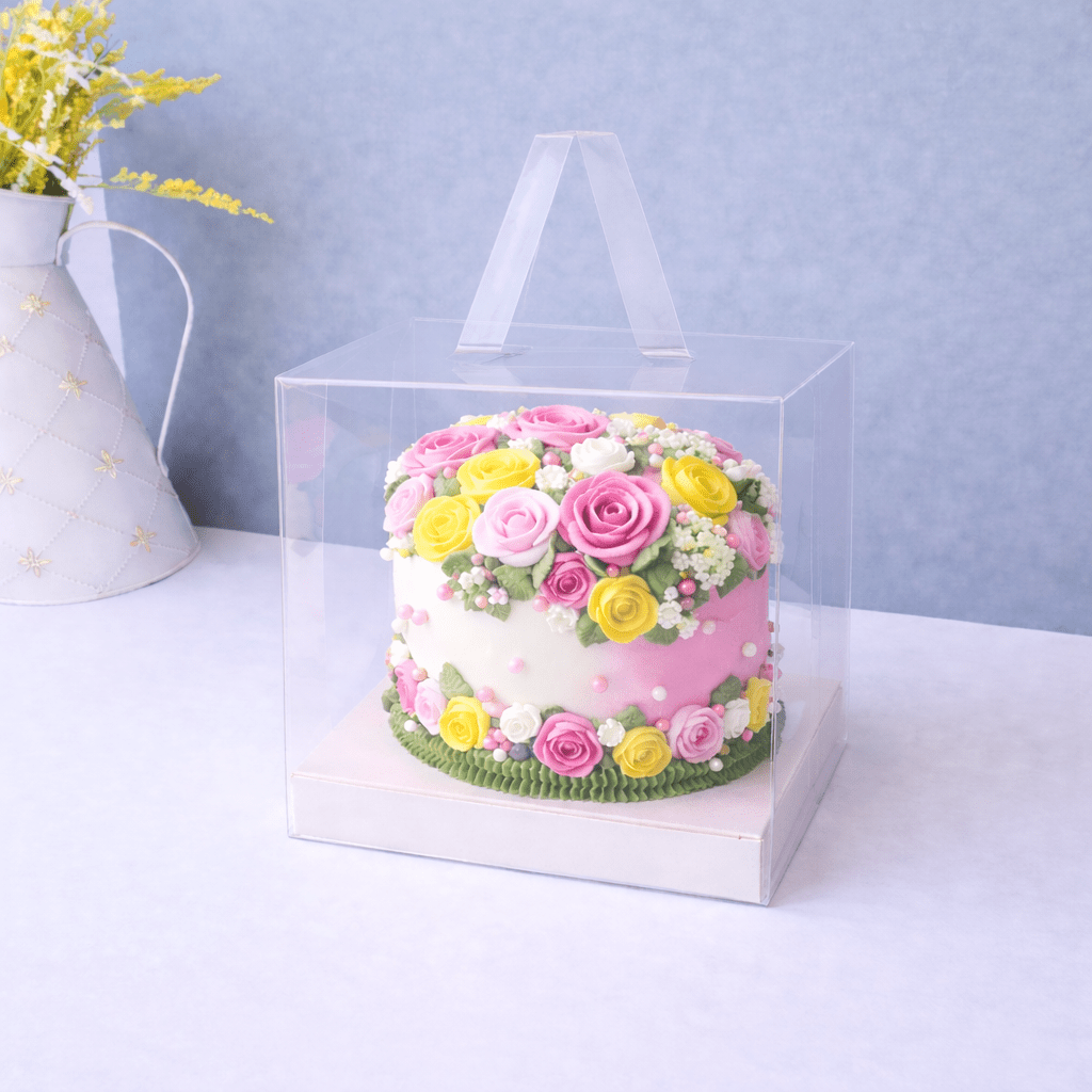 Clear Square Cake Box 6 x 6 x 6 with Handle - variant_product_type