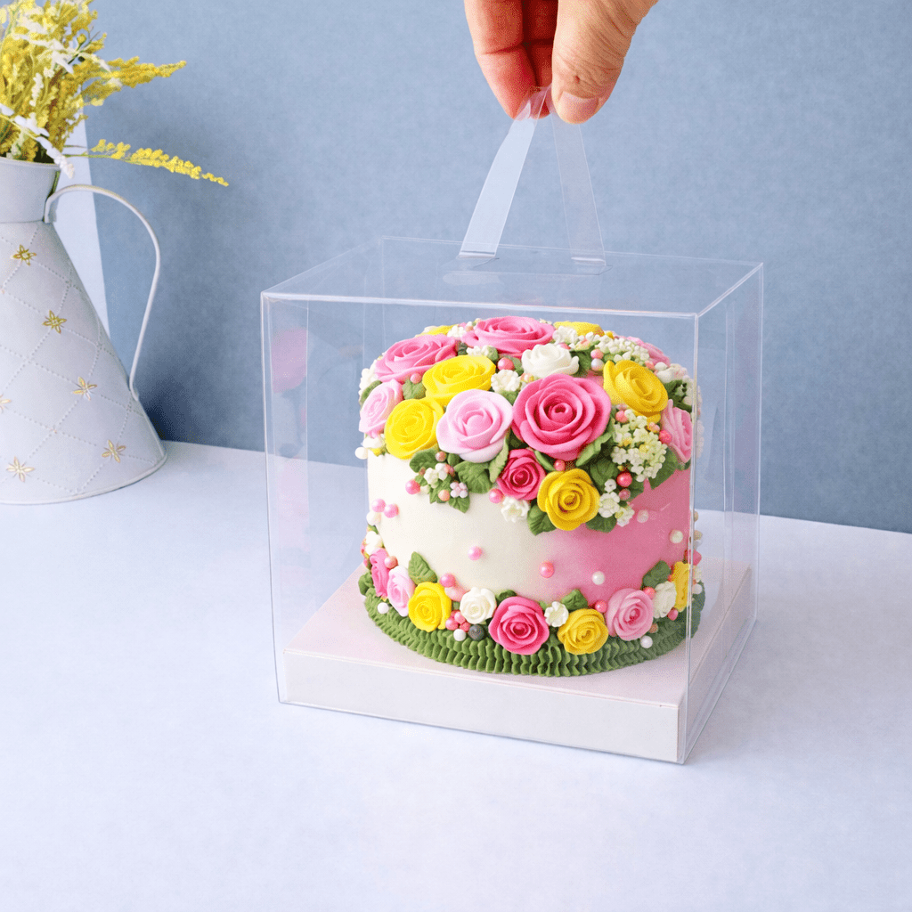 Clear Square Cake Box 6 x 6 x 6 with Handle - variant_product_type