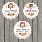 Cookie Box Label, Merry & Bright Christmas Design, Personalized Bakery Packaging Sticker, Festive Homemade Treat Seal