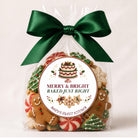 Cookie Box Label, Merry & Bright Christmas Design, Personalized Bakery Packaging Sticker, Festive Homemade Treat Seal