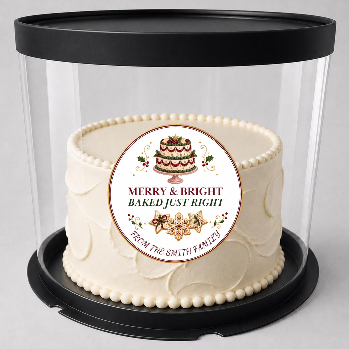 Cookie Box Label, Merry & Bright Christmas Design, Personalized Bakery Packaging Sticker, Festive Homemade Treat Seal