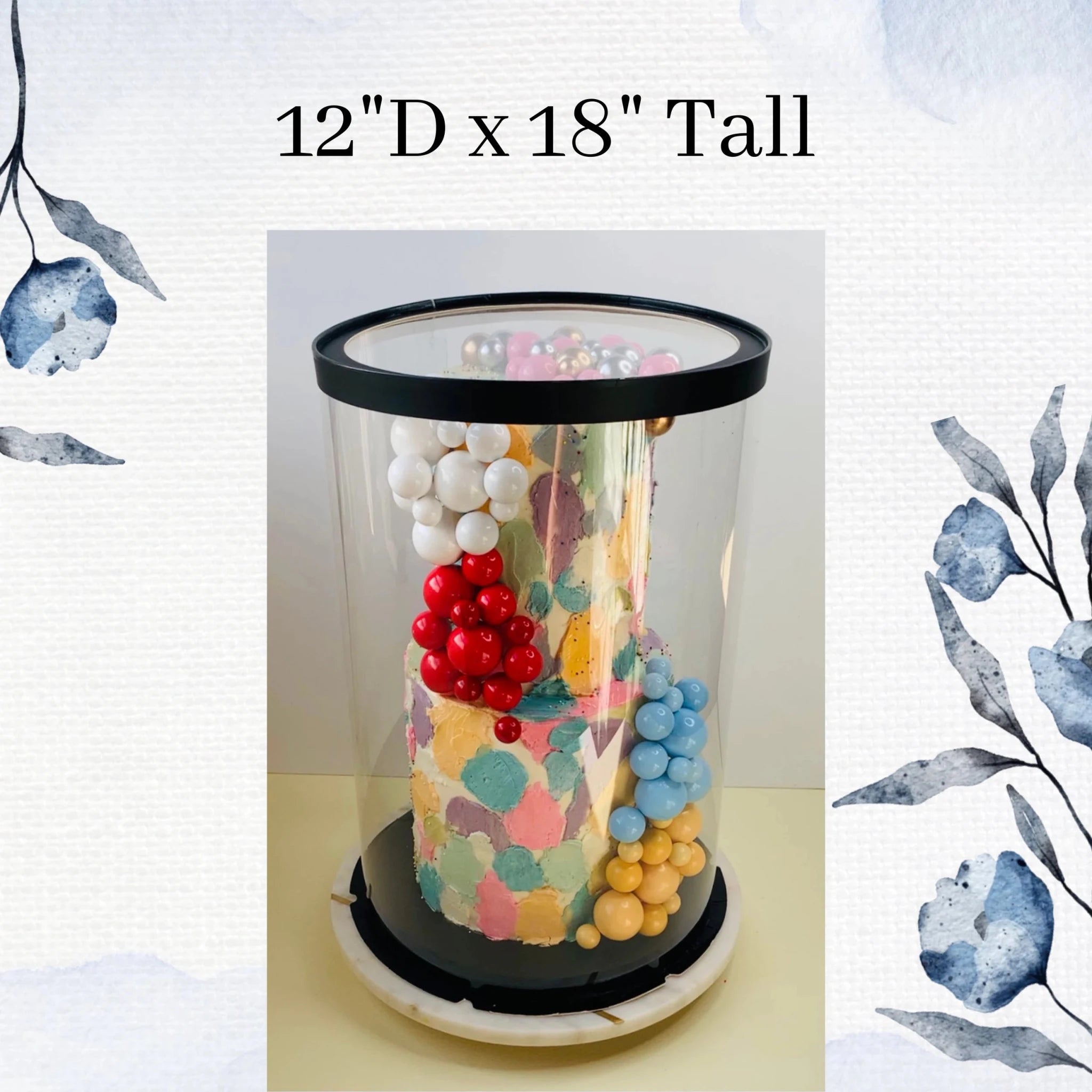 Extra Tall Clear Cake Box 11.75" x 17.75" - Round Cake Container with Lid for Tiered Cakes, Wedding Cakes & Tall Desserts -  Round cake box