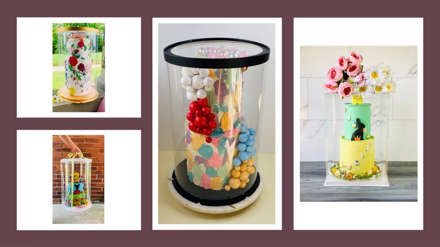 Extra Tall Clear Cake Box 11.75" x 17.75" - Round Cake Container with Lid for Tiered Cakes, Wedding Cakes & Tall Desserts -  Round cake box