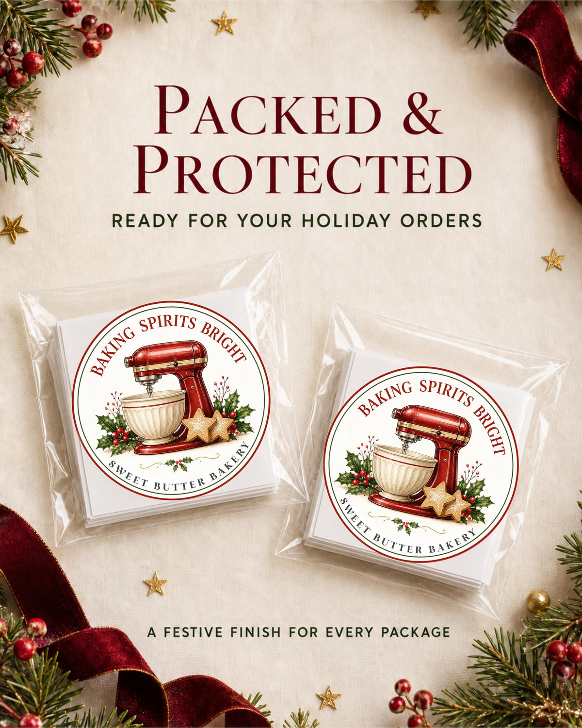 Personalized Christmas Baking Stickers, From the Kitchen of Labels, Holiday Baked Goods Packaging Labels, Custom Bakery Stickers