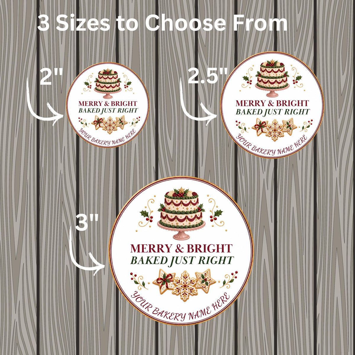 Cookie Box Label, Merry & Bright Christmas Design, Personalized Bakery Packaging Sticker, Festive Homemade Treat Seal