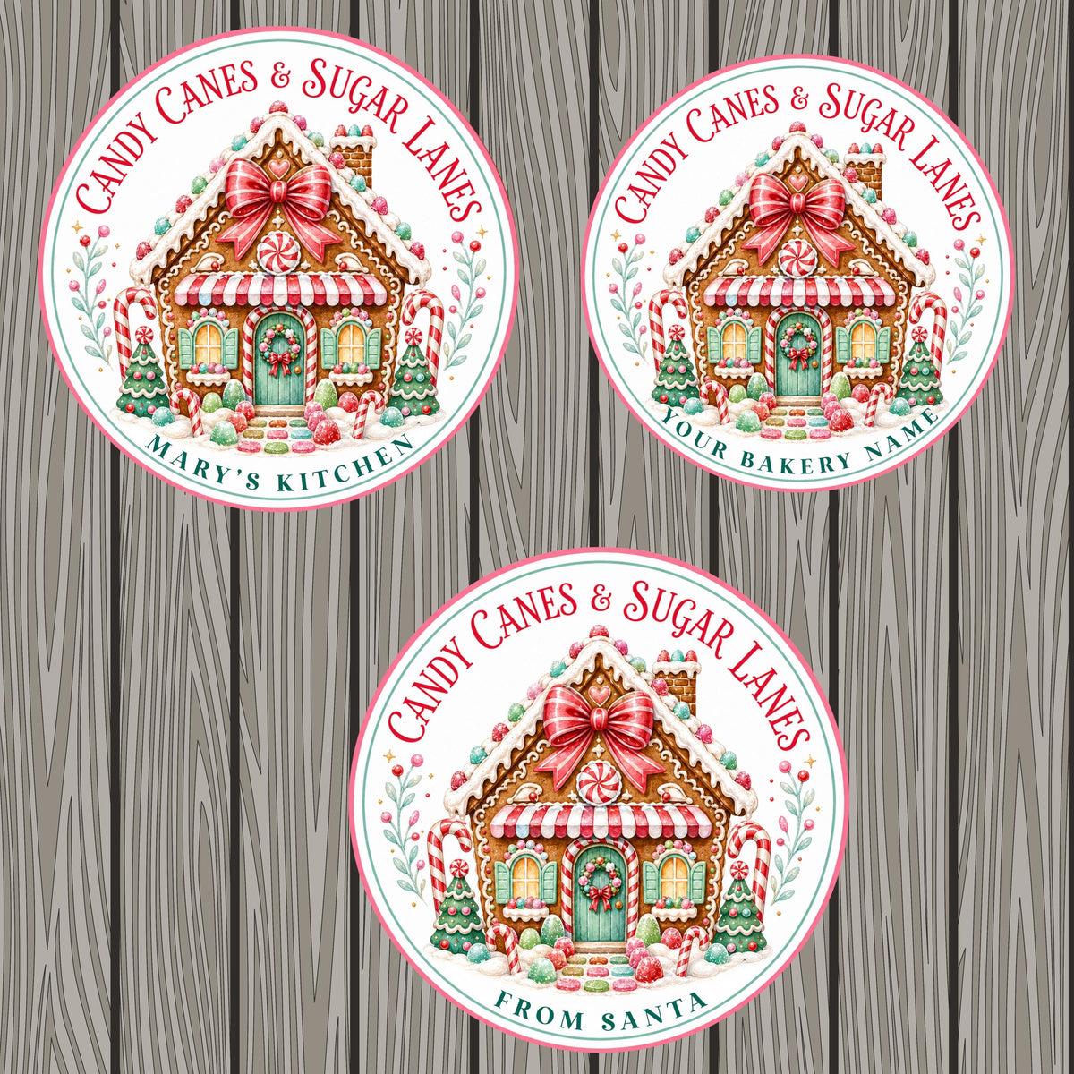 Personalized Christmas Bakery Labels, Round Holiday Treat Packaging Stickers, Custom Cookie Box Seals, Matte or Glossy