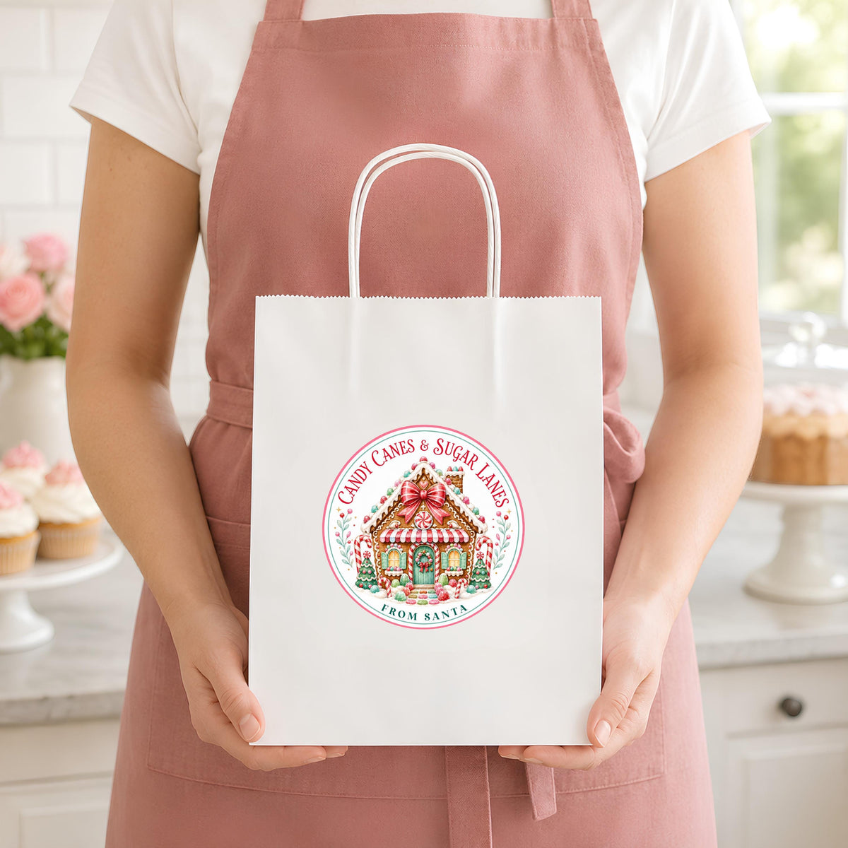 Personalized Christmas Bakery Labels, Round Holiday Treat Packaging Stickers, Custom Cookie Box Seals, Matte or Glossy