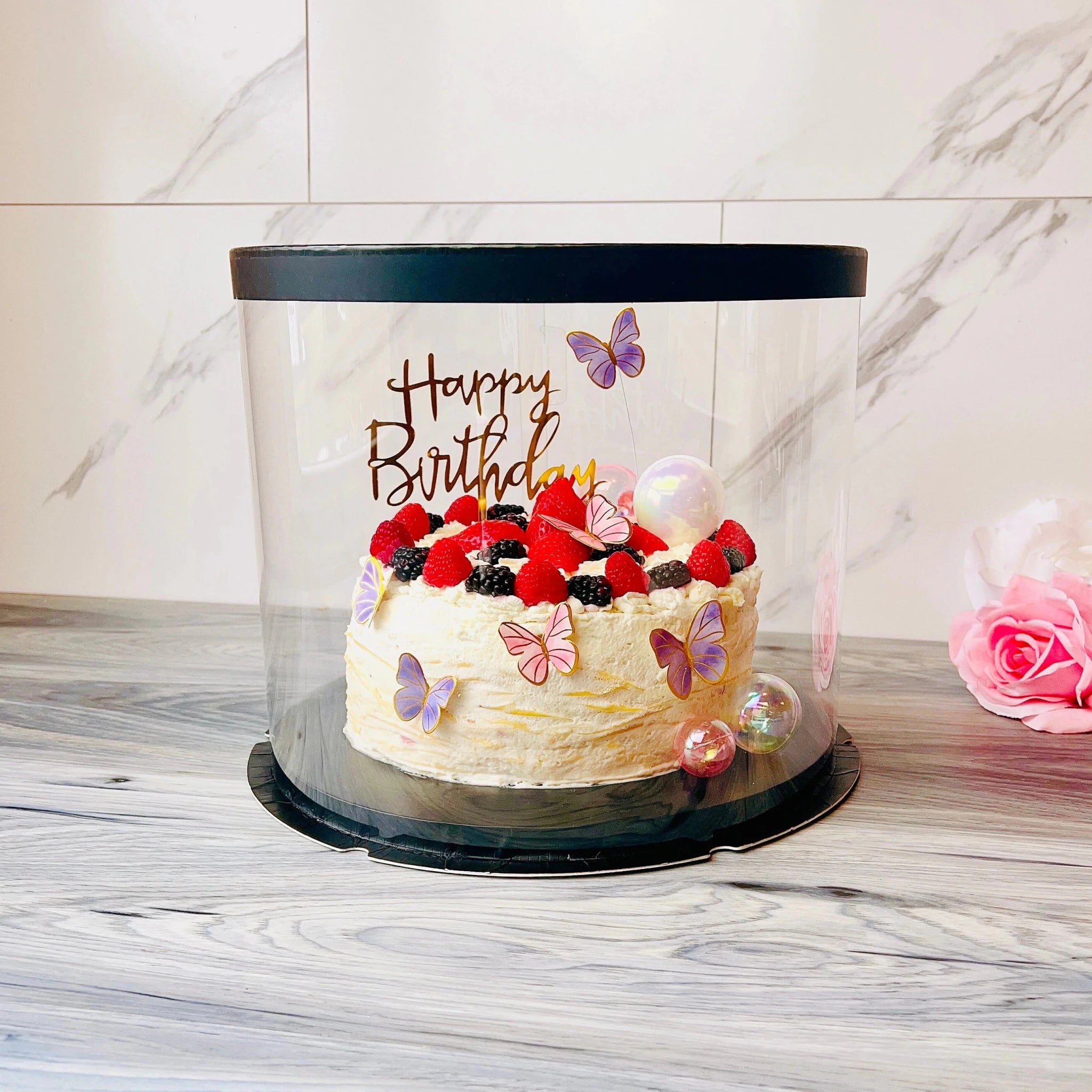 Large Round Clear Cake Box 12" - Transparent Cake Container with Lid for 2 - Tier Cakes, Wedding Cakes & Desserts -  Round cake box