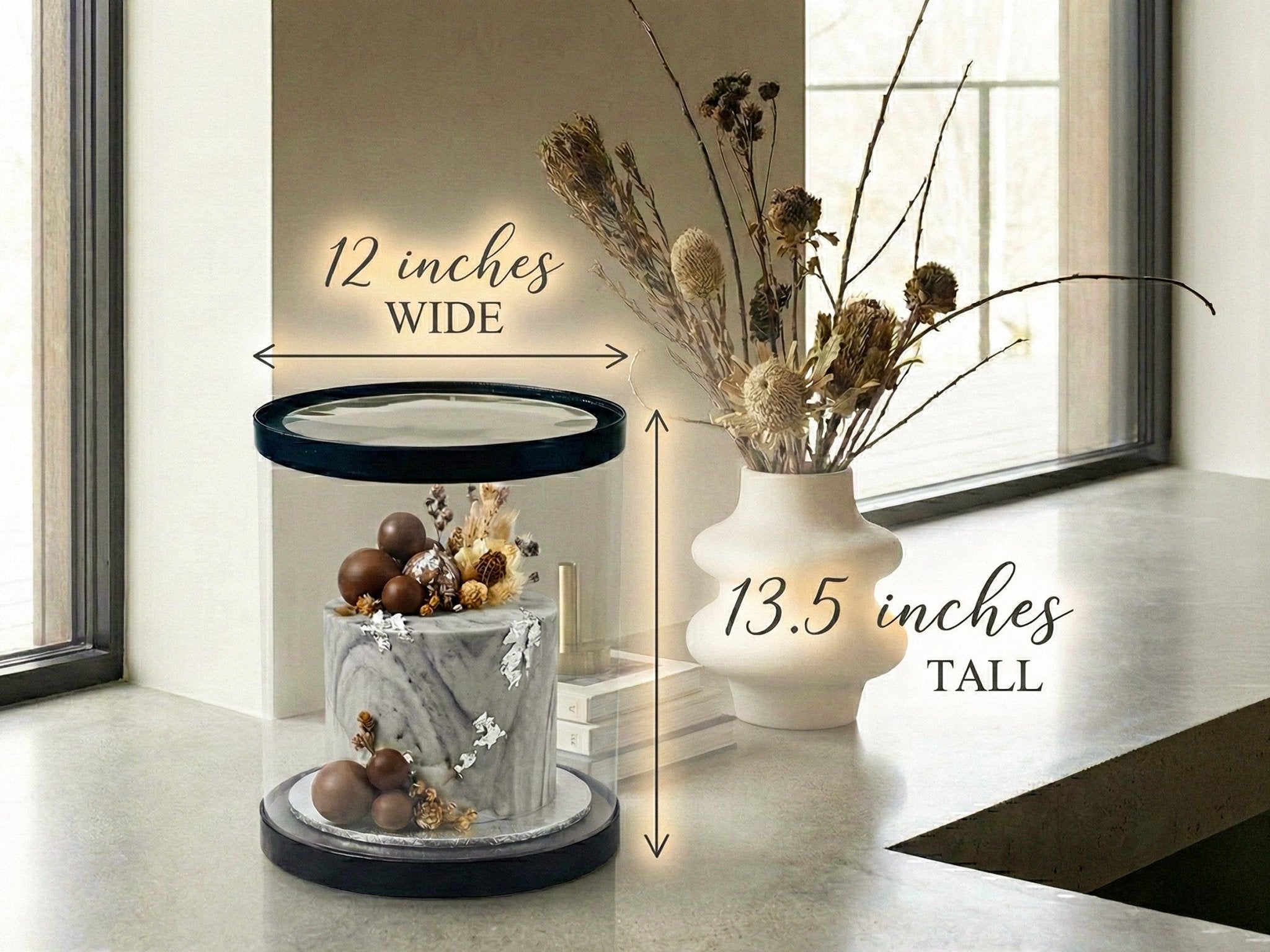 Large Round Tall Clear Cake Box - 12" D x 13.5" H - RW12135 Round cake box