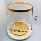 Large Round Tall Gold Clear Cake Box - 11.75" D x 13.5" H - Clear Cake Boxes for Tiered Cakes - Gold Clear Gift Box -  Round cake box