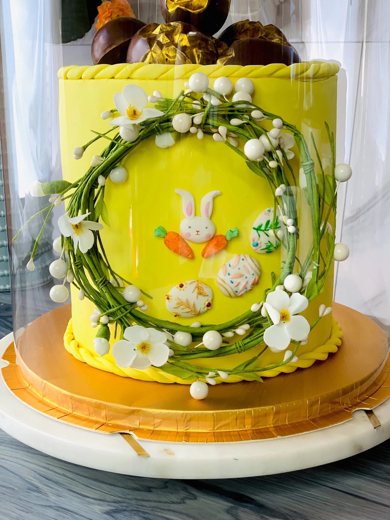 Large Round Tall Gold Clear Cake Box - 11.75" D x 13.5" H - Clear Cake Boxes for Tiered Cakes - Gold Clear Gift Box -  Round cake box