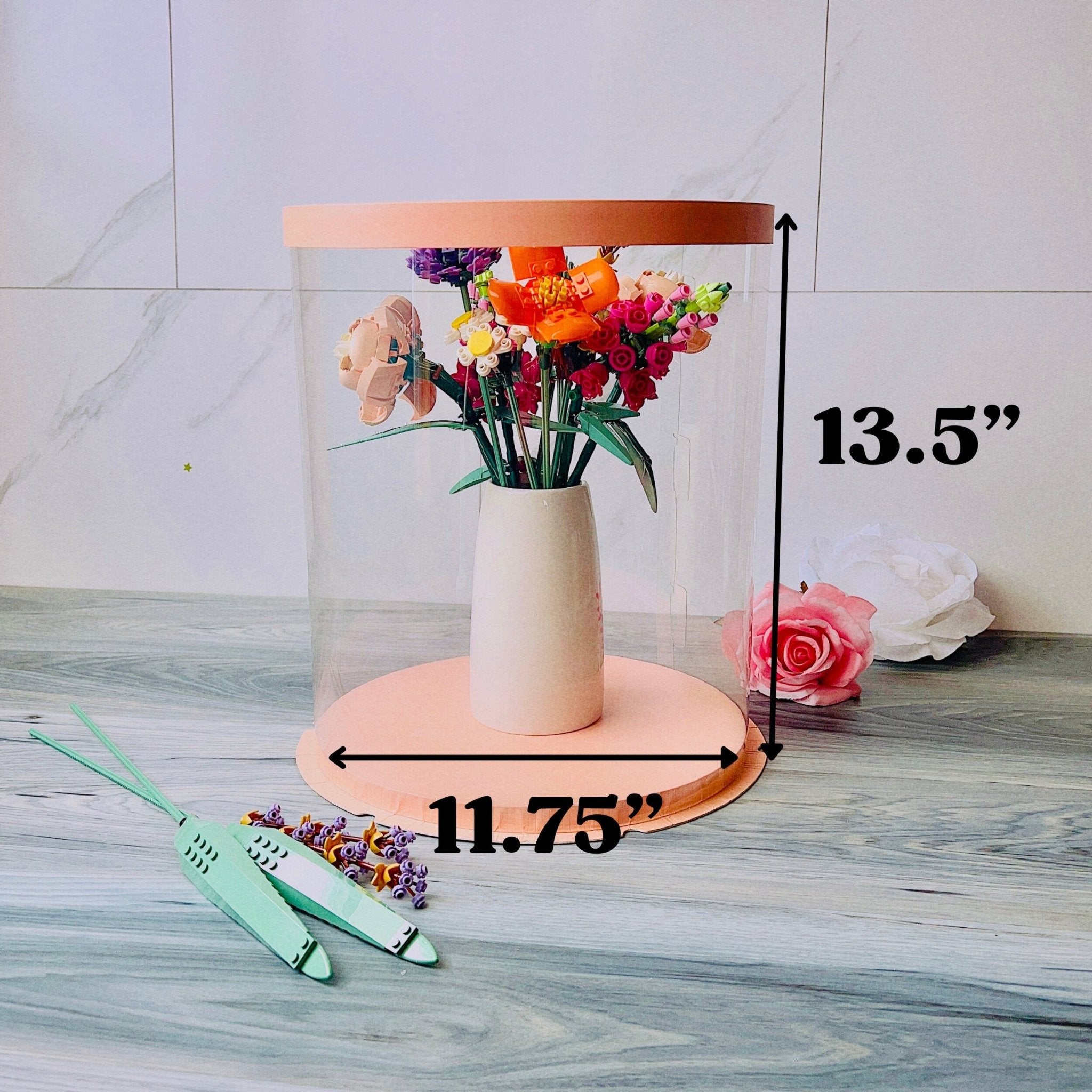 Large Round Tall Gold Clear Cake Box - 11.75" D x 13.5" H - Clear Cake Boxes for Tiered Cakes - Gold Clear Gift Box -  Round cake box