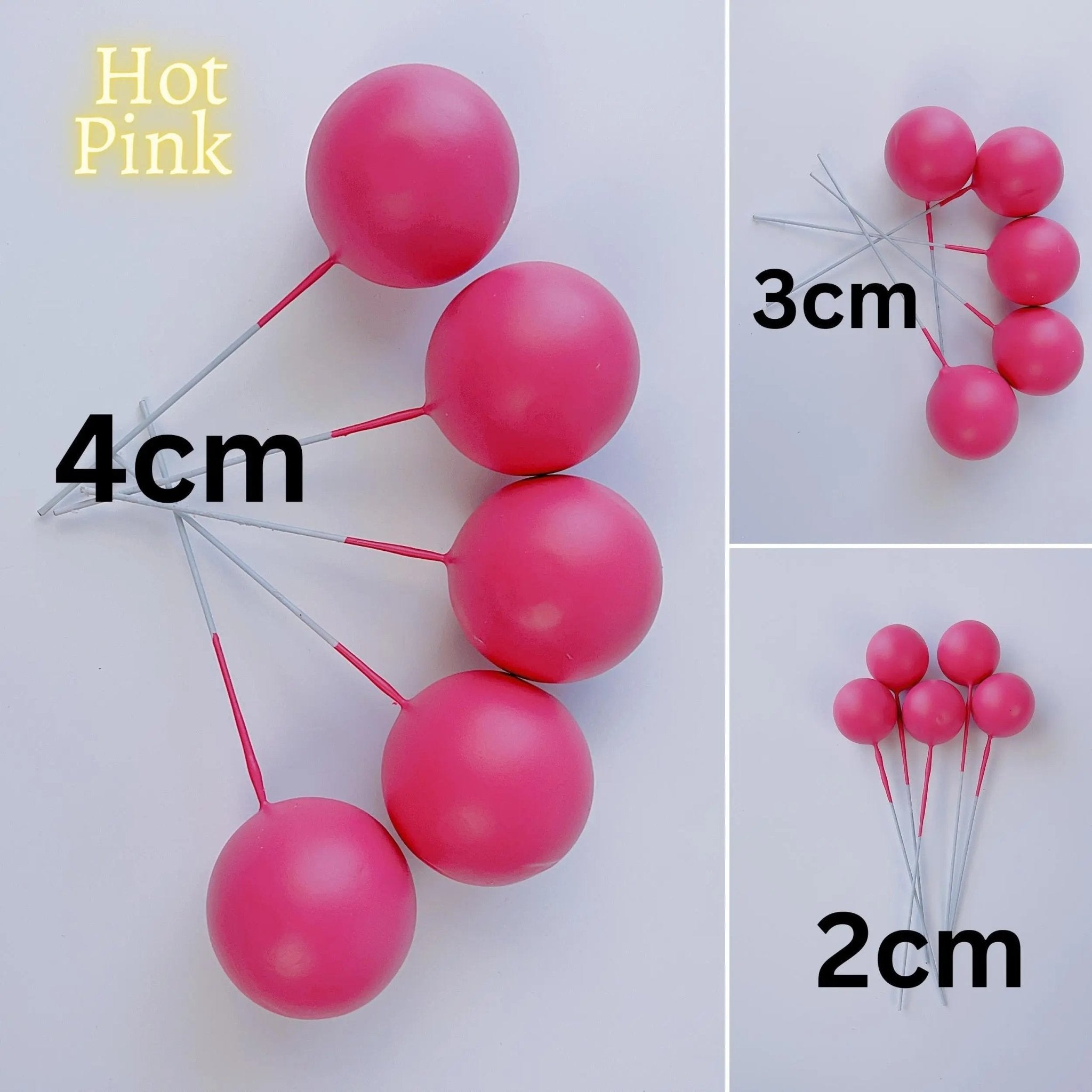 hot pink Mini ball cake topper