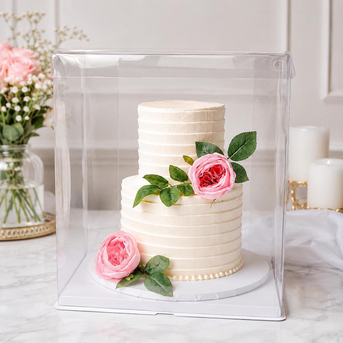 Personalized Bakery Cake Box, Custom Clear Cake Display Box, Branded Cake Delivery Packaging for Cottage Bakers 14x14x16