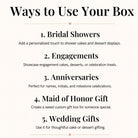 Made with Love Wedding Cake Box, Custom Name Anniversary Engagement Gift, Bridal Shower Display, Tall Clear 14x14x16 Cake Box with Ribbon