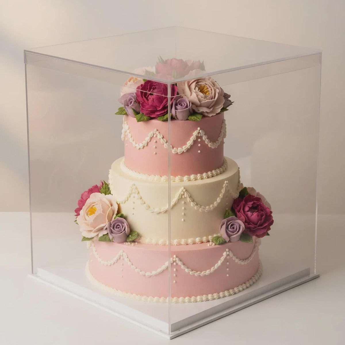 Sweet 16 Cake Box Personalized, Custom Name Clear Birthday Cake Box, Quinceañera Cake Box, Tall Clear Display Box with Ribbon 14x14x16